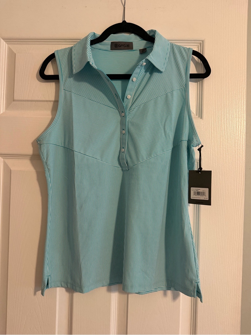 G/FORE Sleeveless Polo UPF 50+- Aqua Stripe